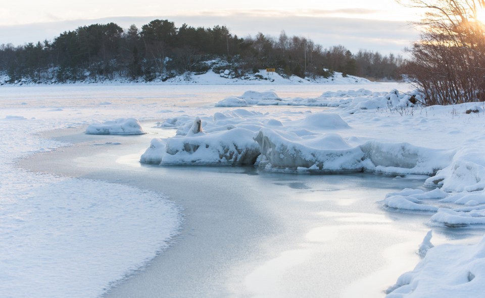 La glace au bord de l'eau qui donne un aperçu très visuel du froid intense des environs